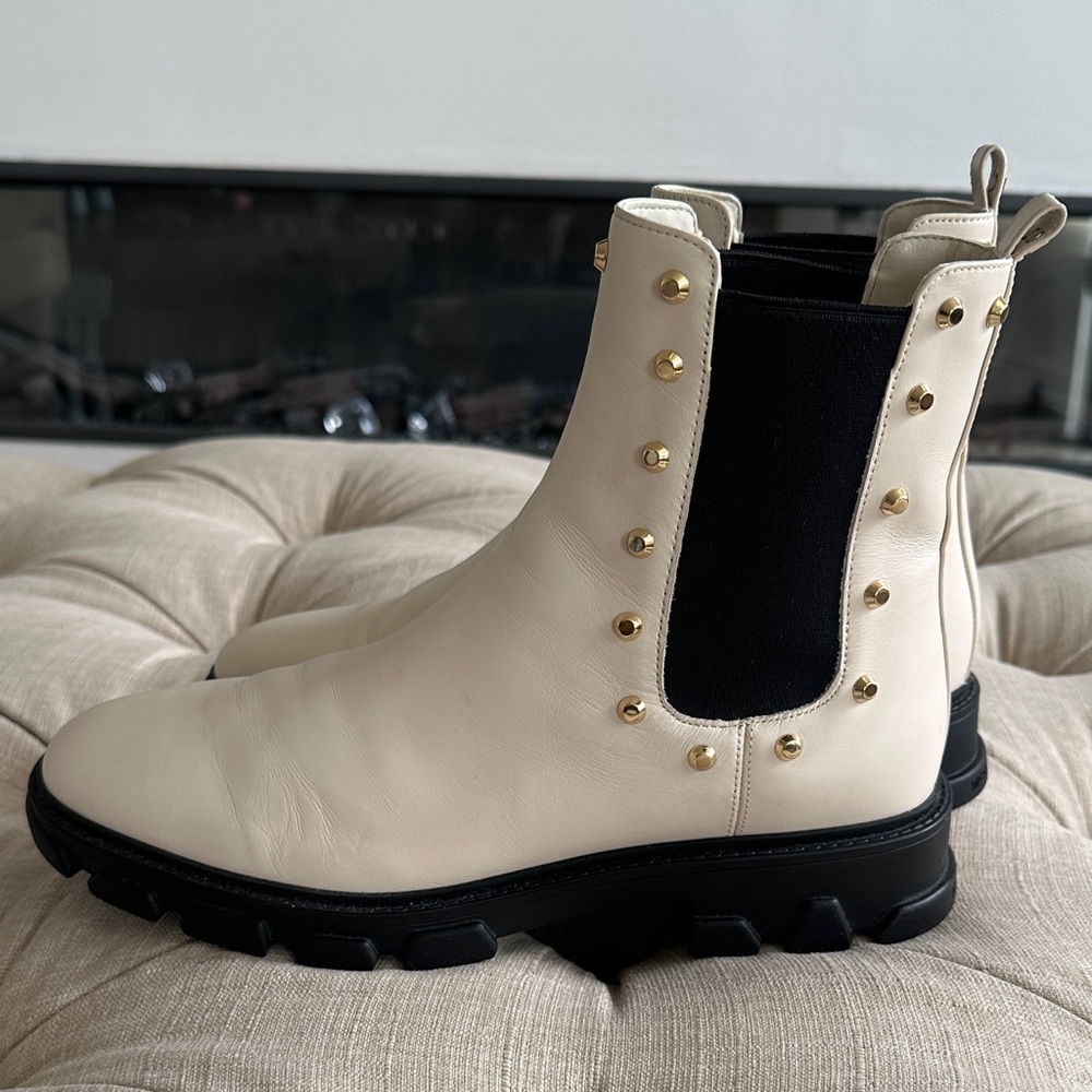 Michael Kors Cream and Black Studded Ankle Boots - Picture 4 of 10